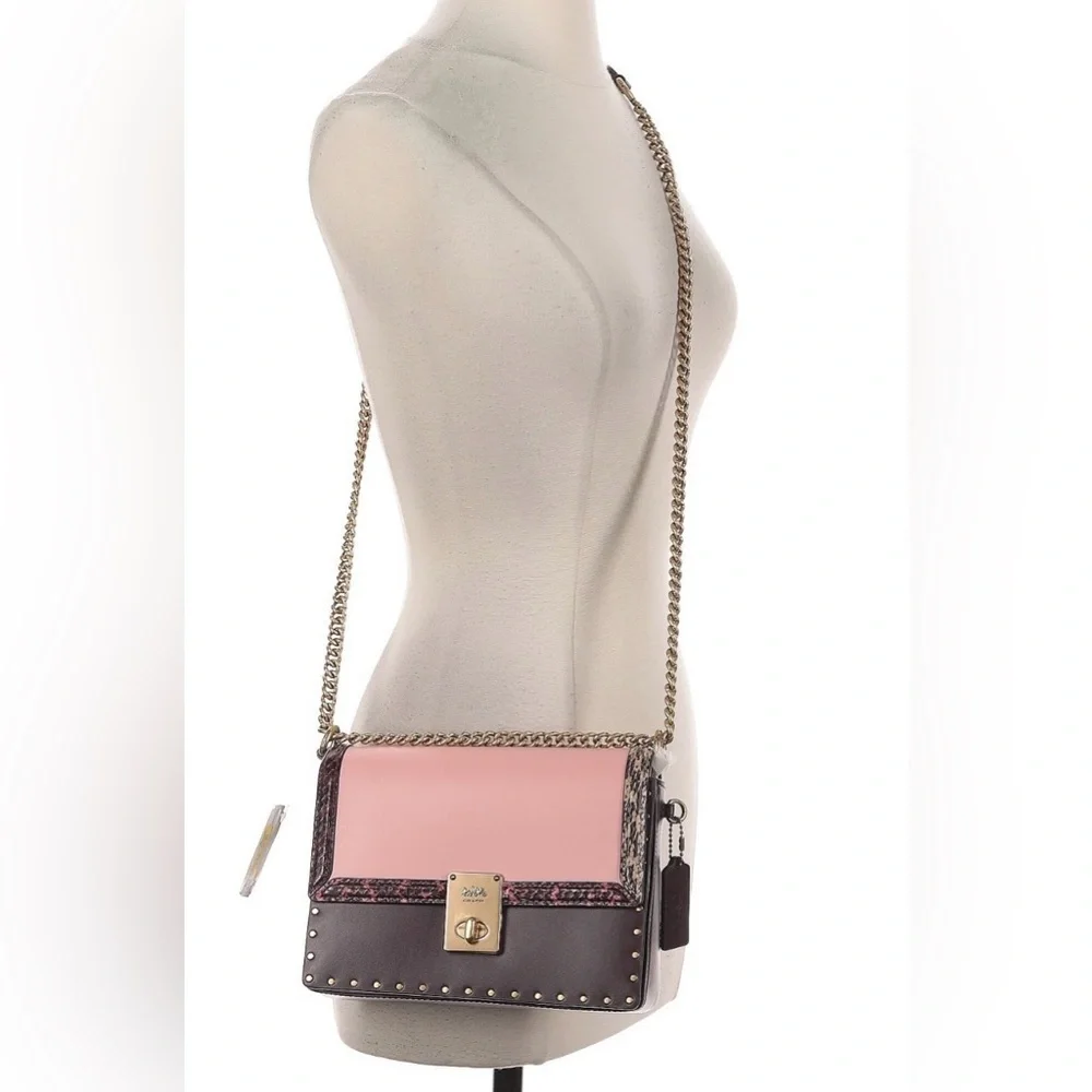 Coach X Jennifer Lopez Hutton Shoulder Bag In Colorblock With Snakeskin Detail - Picture 13 of 14